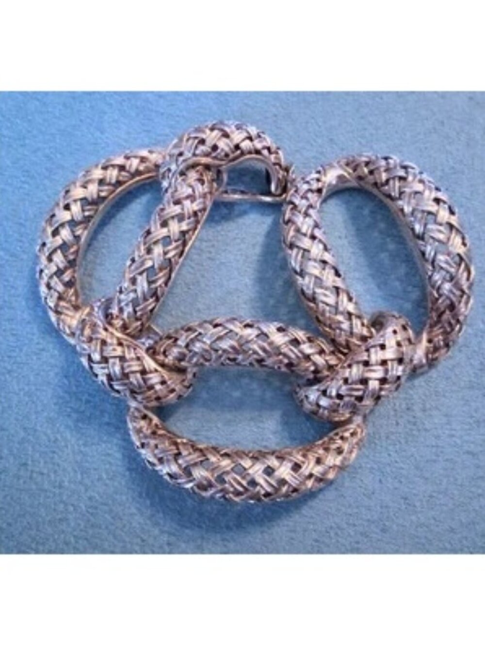 Large 8 inch by 1 3/4 inch Basket Woven Sterling Silver Bracelet (137 grams)
